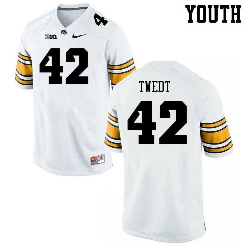 Youth #42 Zach Twedt Iowa Hawkeyes College Football Jerseys Sale-White - Click Image to Close